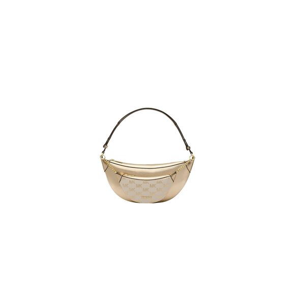 NWT Michael Kors Hollis 2 in 1 Metallic Leather Logo Jaquard Shoulder Bag. - Picture 1 of 12